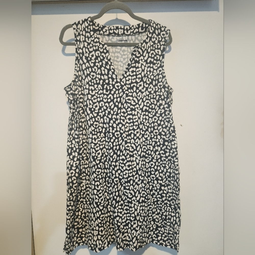 Lands' End Black and White Sleeveless Dress Size Large